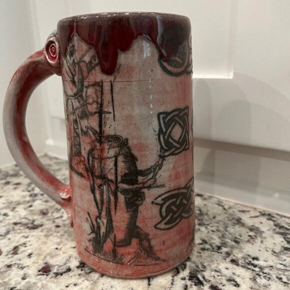 Handmade Celtic Pottery Mug - Picture 1 of 6